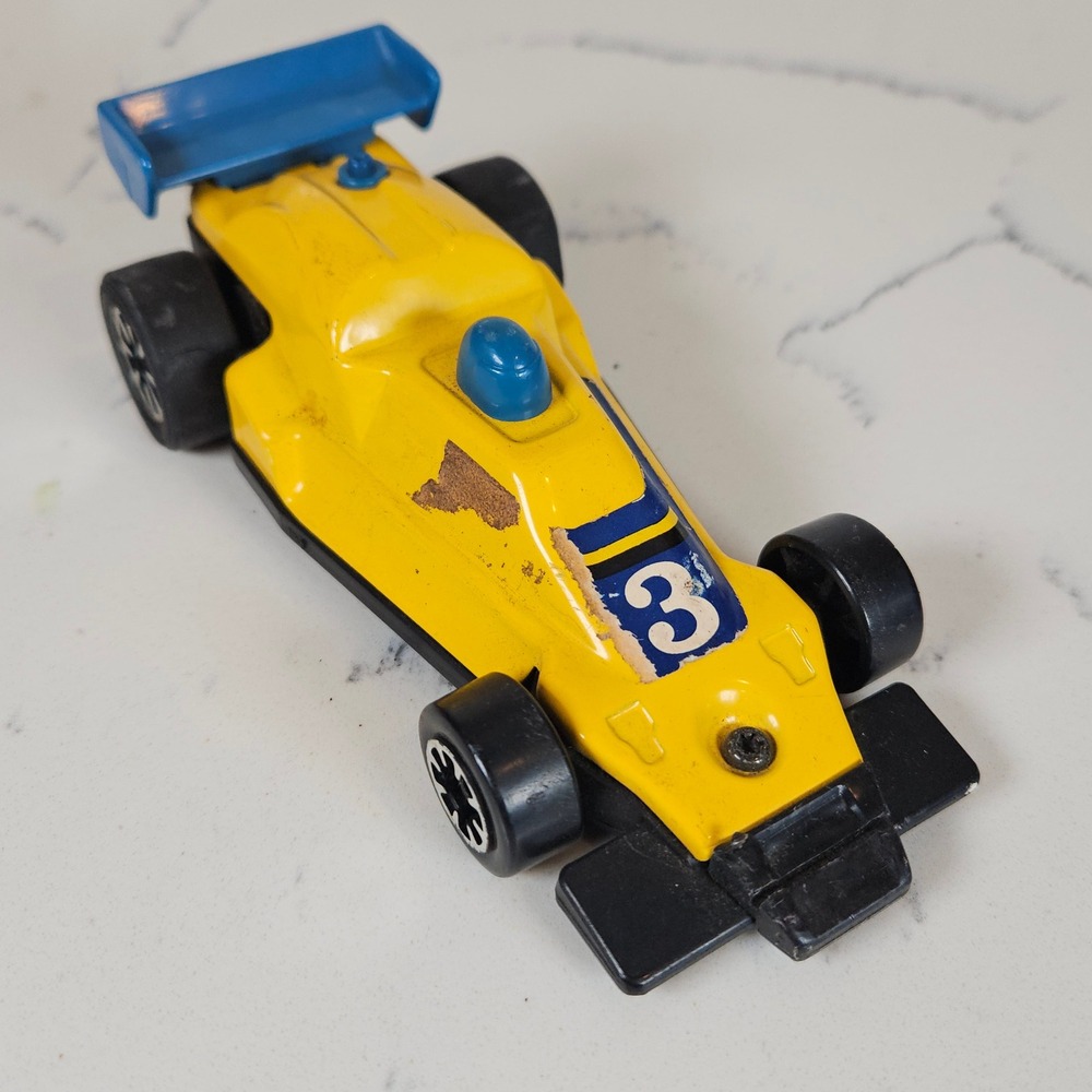 Vintage Yellow Black Blue Tonka Race Indy Car Number 3 Japan Diecast Toy Kidcore